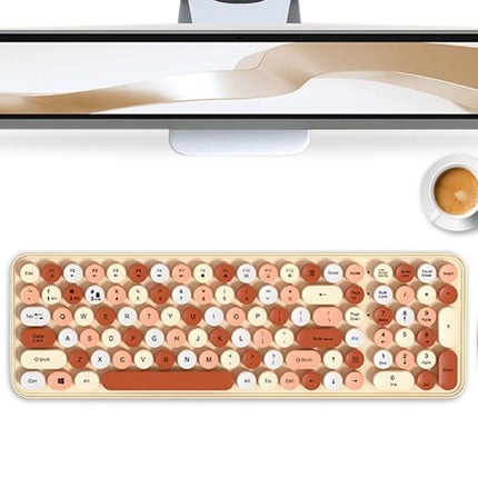 2.4GHz Wireless Keyboard and Mouse Combo Cute Brown
