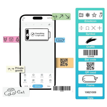 Portale Label Printer Wireless Bluetooth Label Maker Machine with Label Paper Pink