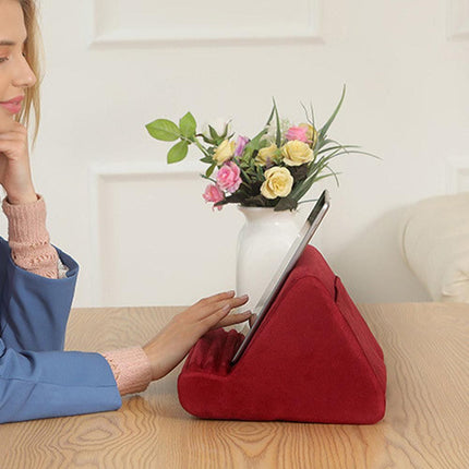 Multi-Angle Tablet Holder Compatible with iPads Lazy Holder Stand for Bed and Desk with 2 Pockets Wine Red