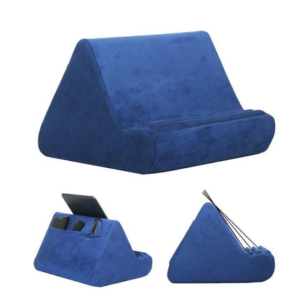 Multi-Angle Tablet Holder Compatible with iPads Lazy Holder Stand for Bed and Desk with 2 Pockets Blue