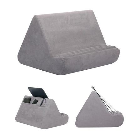 Multi-Angle Tablet Holder Compatible with iPads Lazy Holder Stand for Bed and Desk with 2 Pockets Grey