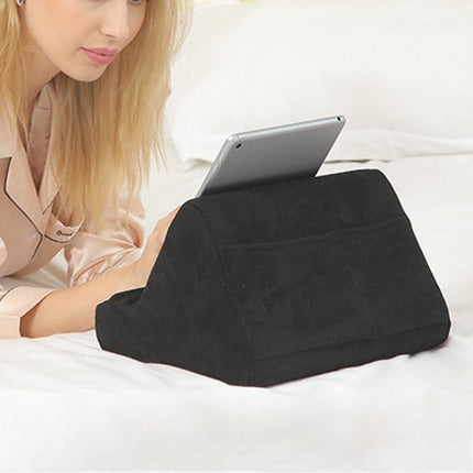 Multi-Angle Tablet Holder Compatible with iPads Lazy Holder Stand for Bed and Desk with 2 Pockets Black