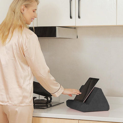 Multi-Angle Tablet Holder Compatible with iPads Lazy Holder Stand for Bed and Desk with 2 Pockets Black
