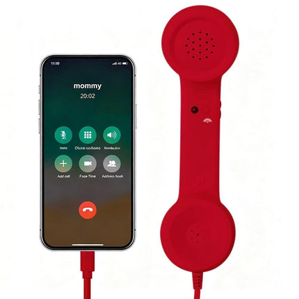 Handheld Retro Wired Telephone Handset with Microphone for Smartphones PC Red