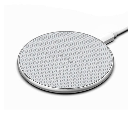 10W Qi Wireless Fast Charger with 1m USB Charging Cable for Smartphones - Silver
