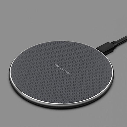 10W Qi Wireless Fast Charger with 1m USB Charging Cable for Smartphones - Silver