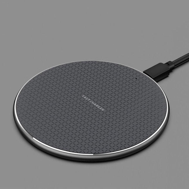 10W Qi Wireless Fast Charger with 1m USB Charging Cable for Smartphones - Black