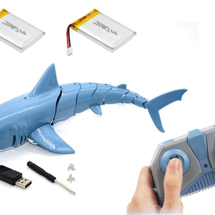 2.4G Remote Control Shark Toy RC Simulation Shark for Swimming Pool Blue