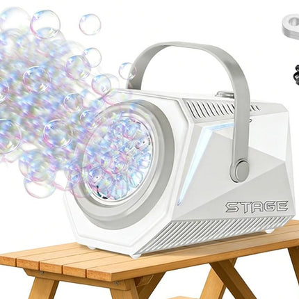 Bubble Machine Automatic Minute Big Bubbles Blower Maker for Outdoor Birthday Parties White