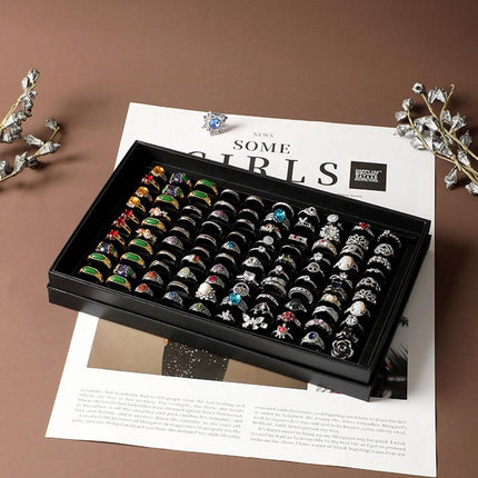 100 Slots Jewelry Ring Display Organizer Tray Case