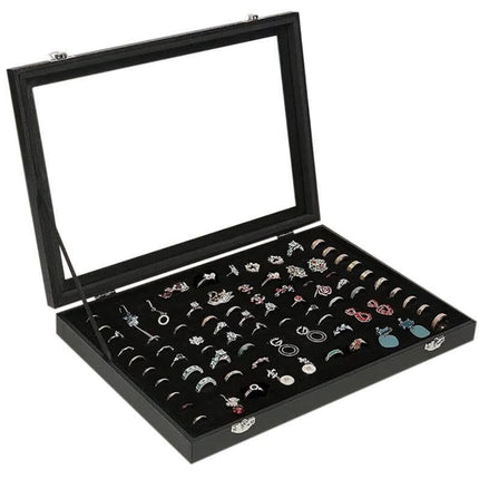 100 Slots Jewelry Ring Display Organizer Tray Case