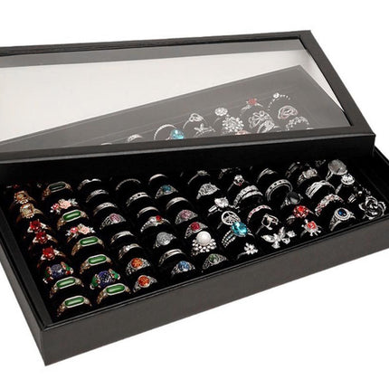 100 Slots Jewelry Ring Display Organizer Tray Case