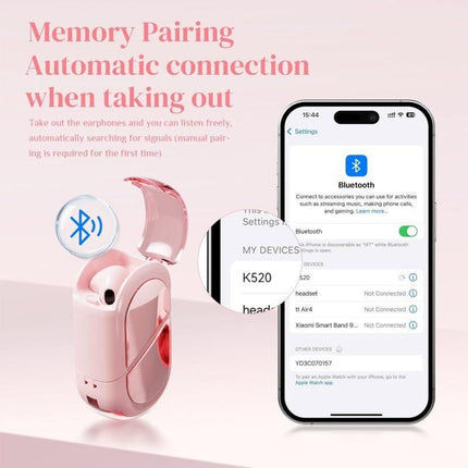 K520 deformable cute heart-shaped bluetooth headset tws compact stereo - pink