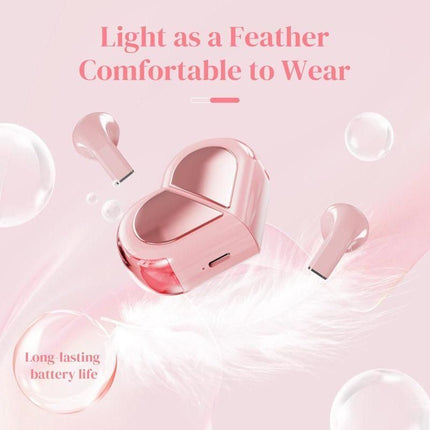 K520 deformable cute heart-shaped bluetooth headset tws compact stereo - pink