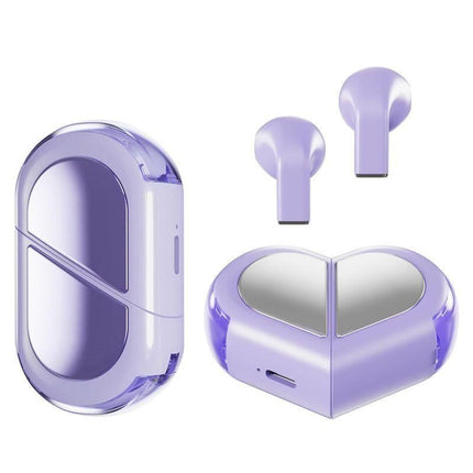 K520 deformable cute heart-shaped bluetooth headset tws compact stereo - pink