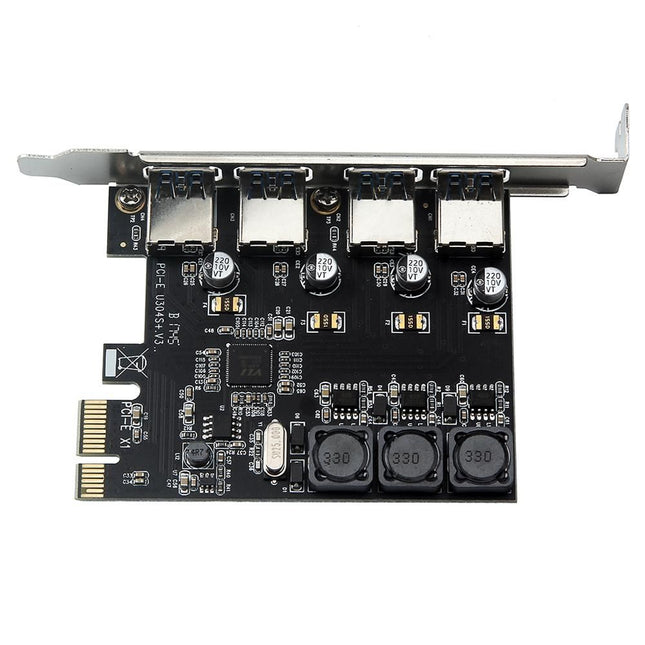Four Ports USB 3.0 Super Fast 5Gbps PCI-E Expansion Card PCI Express Adapter Converter Card 6A Power Supply Module For Desktop PC