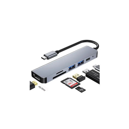 Type c hub 6 in 1 USB docking station HDMI 4K PD USB 3.0 port TF/SD card For MacBook Pro Air/Chromebook/Surface/HP/Dell XPS//Laptop/Galaxy