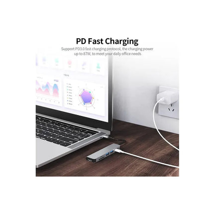 Type c hub 6 in 1 USB docking station HDMI 4K PD USB 3.0 port TF/SD card For MacBook Pro Air/Chromebook/Surface/HP/Dell XPS//Laptop/Galaxy