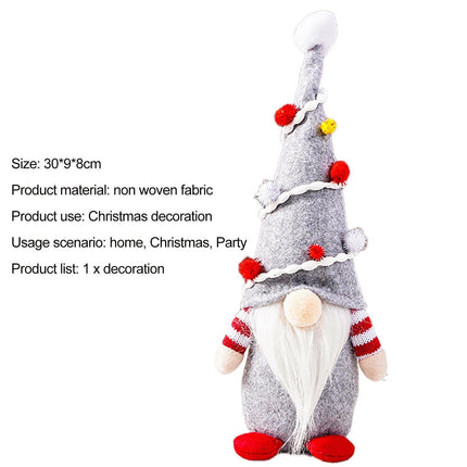 Gnome Doll Hat Design Xmas Bearded Doll-Grey