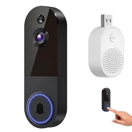 Smart Video Doorbell Camera Wireless Outdoor Doorbell Camera-Black