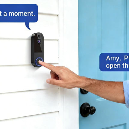 Smart Video Doorbell Camera Wireless Outdoor Doorbell Camera-Black