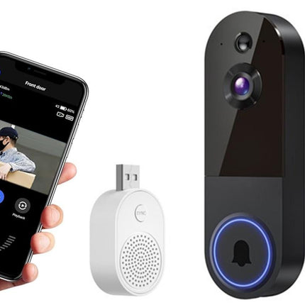 Smart Video Doorbell Camera Wireless Outdoor Doorbell Camera-Black