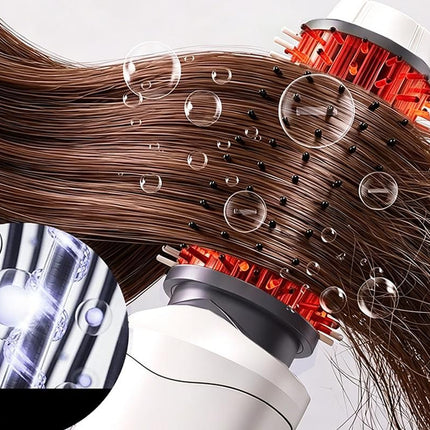 2 in 1 Cordless Hair Straightener Brush Curling Iron with LCD Display-White