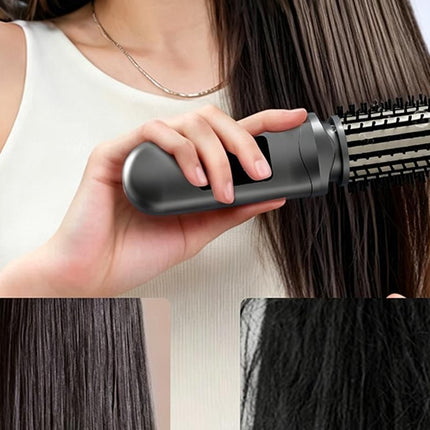 2 in 1 Cordless Hair Straightener Brush Curling Iron with LCD Display-Grey