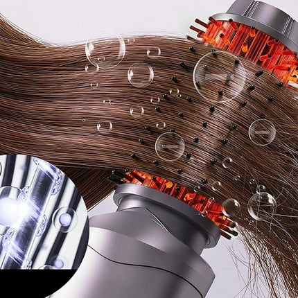 2 in 1 Cordless Hair Straightener Brush Curling Iron with LCD Display-Grey