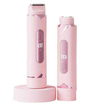 2-in-1 Electric Shaver and Bikini Trimmer with Display Facial Hair Remover-Pink