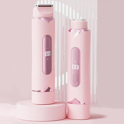 2-in-1 Electric Shaver and Bikini Trimmer with Display Facial Hair Remover-Pink