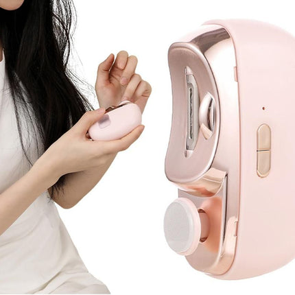 2-in-1 Electric Nail Clipper with Polishing Function-Pink