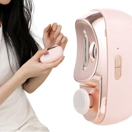 2-in-1 Electric Nail Clipper with Polishing Function-Pink