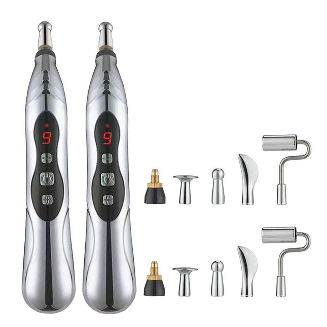 2pcs Electronic Acupuncture Pen Relief Pain Electric Massager Tools for Body Head Neck
