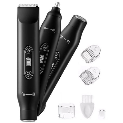 3-in-1 Electric Shaver Nose Hair Trimmer for Face Body Bikini Underarm and Legs - Black