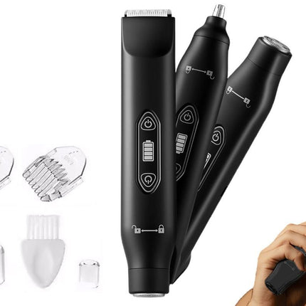 3-in-1 Electric Shaver Nose Hair Trimmer for Face Body Bikini Underarm and Legs - Black