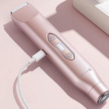 3-in-1 Electric Shaver Nose Hair Trimmer for Face Body Bikini Underarm and Legs - Rose Gold