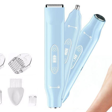 3-in-1 Electric Shaver Nose Hair Trimmer for Face Body Bikini Underarm and Legs - Sky Blue