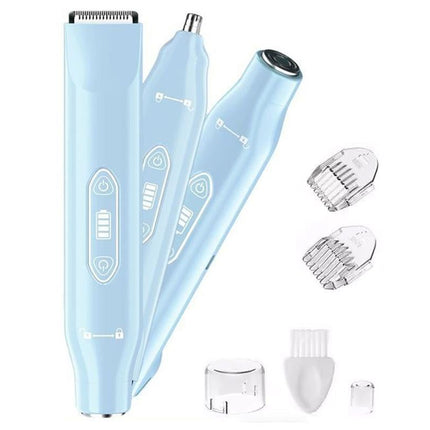 3-in-1 Electric Shaver Nose Hair Trimmer for Face Body Bikini Underarm and Legs - Sky Blue
