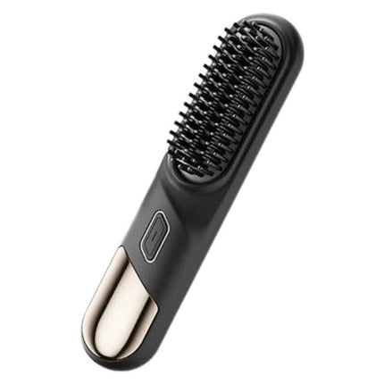 Cordless Hair Straightener Brush Mini Hot Comb for Women Anti-Scald Protection -Black
