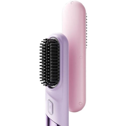Cordless Hair Straightener Brush Mini Hot Comb for Women Anti-Scald Protection -Purple