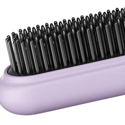 Cordless Hair Straightener Brush Mini Hot Comb for Women Anti-Scald Protection -Purple