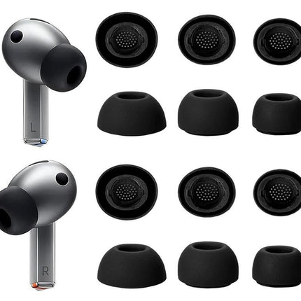 12Pcs Silicone Ear Tips for Samsung Galaxy Buds3 Pro Earbud Covers-Black