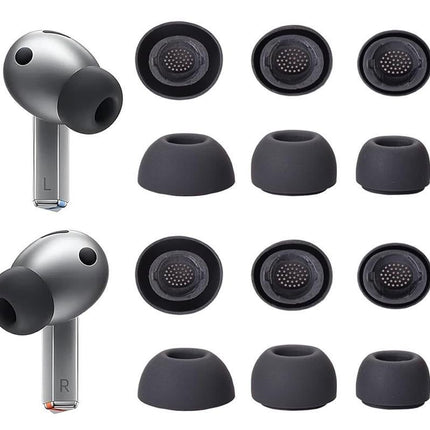 12Pcs Silicone Ear Tips for Samsung Galaxy Buds3 Pro Earbud Covers-Black