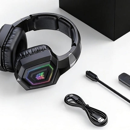 2.4GHz Wireless Gaming Headset with Flip Microphone for PC-Black