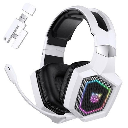 2.4GHz Wireless Gaming Headset with Flip Microphone for PC-White