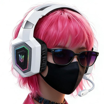 2.4GHz Wireless Gaming Headset with Flip Microphone for PC-White