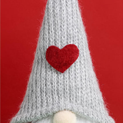 Xmas Faceless Doll Plaid Long Hat-Grey