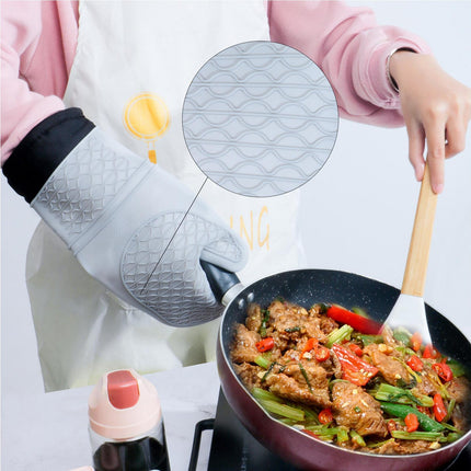1Pc Oven Mitt Silicone Extra Length - Gray