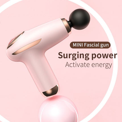 Pink - Portable Mini Fascia Gun with 4 Massage Heads, Type-C Rechargeable Low-Noise Handheld Percussion Massager for the Gym